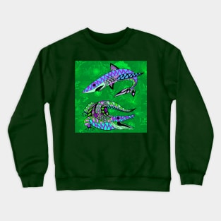 the shark and the alligator in wetland landscape ecopop Crewneck Sweatshirt